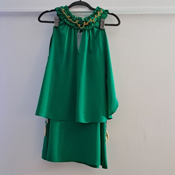 Meghan LA Dresses & Skirts - MEGHAN LA Green Silk Halter Dress